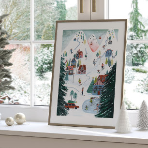 Cute Nordic skribent Village jul Poster