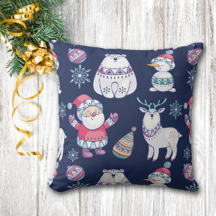 Cute Nordic Stil Animals och Santa Mönster Kudde