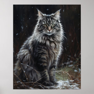 Cute Norges Forest Cat Art Print Poster