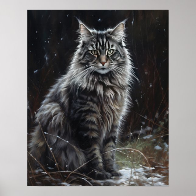 Cute Norges Forest Cat Art Print Poster (Framsidan)