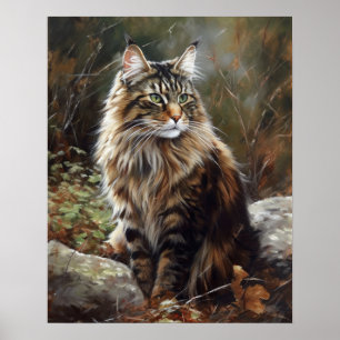 Cute Norges Forest Cat Art Print Poster