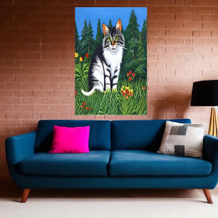 Cute Norsk skogskatt AI Art Poster