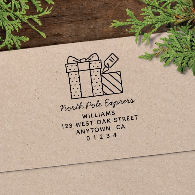 Cute North Pole Express Helgdag Returadress Självfärgande Stämpel (Skapare uppladdad)