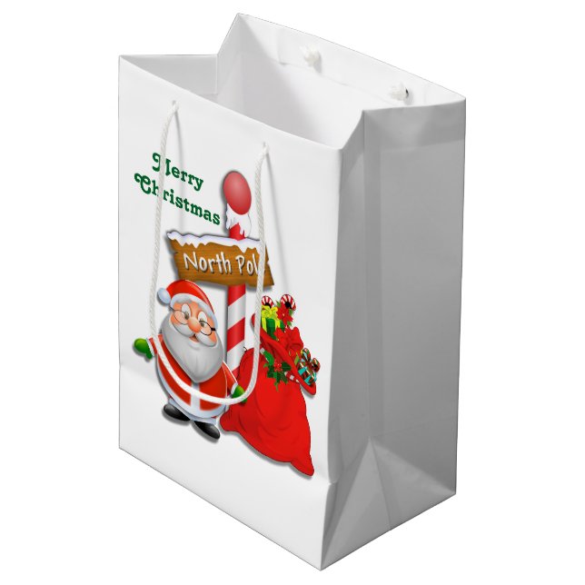 Cute North Pole Santa Anpassningsbar Färg Gift Bag (Framsidan Vinklad)