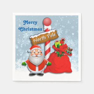 Cute North Pole Santa Napkin Pappersservett