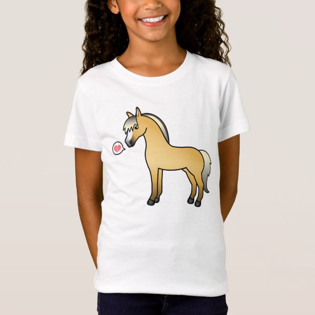 Cute Norway Fjord Horse Illustration & Heart Tee (Framsida)