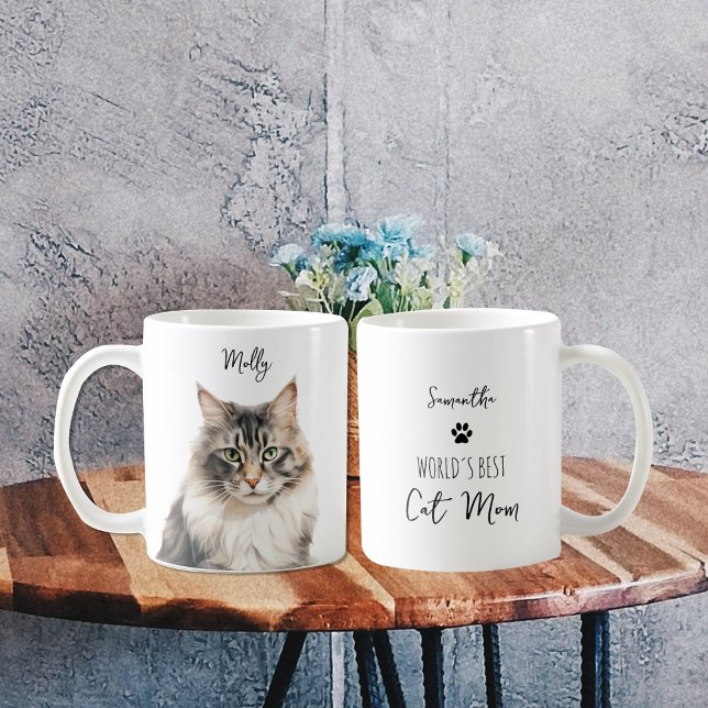 Cute Norway Forest Cat Anpassningsbar Best Mamma/P Kaffemugg (Skapare uppladdad)