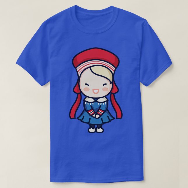 Cute Norway Girl in Traditional Clothing T Shirt (Design framsida)