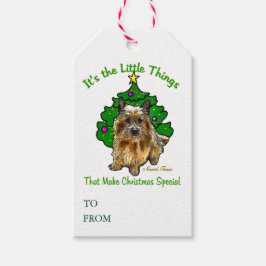 Cute Norwich Terrier-jul Presentetikett