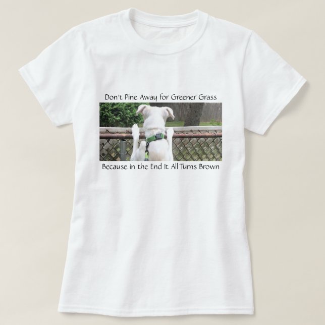 Cute Nosey White-Hund Tittar på annat hantverks gr T Shirt (Design framsida)