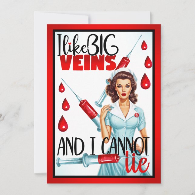 Cute Nostalgic Nurse. Jag gillar Big Veins Tack Kort (Framsida)