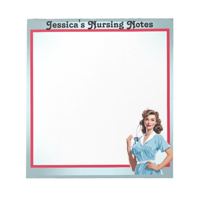Cute Nostalgic Nurse Pinup. Anteckningsblock (Framsida)