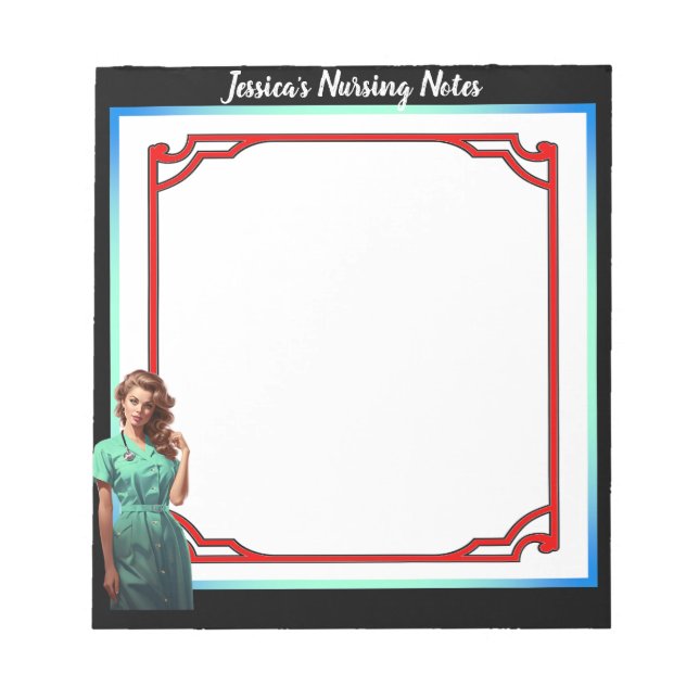 Cute Nostalgic Nurse Pinup Flatter inte själv Anteckningsblock (Framsida)