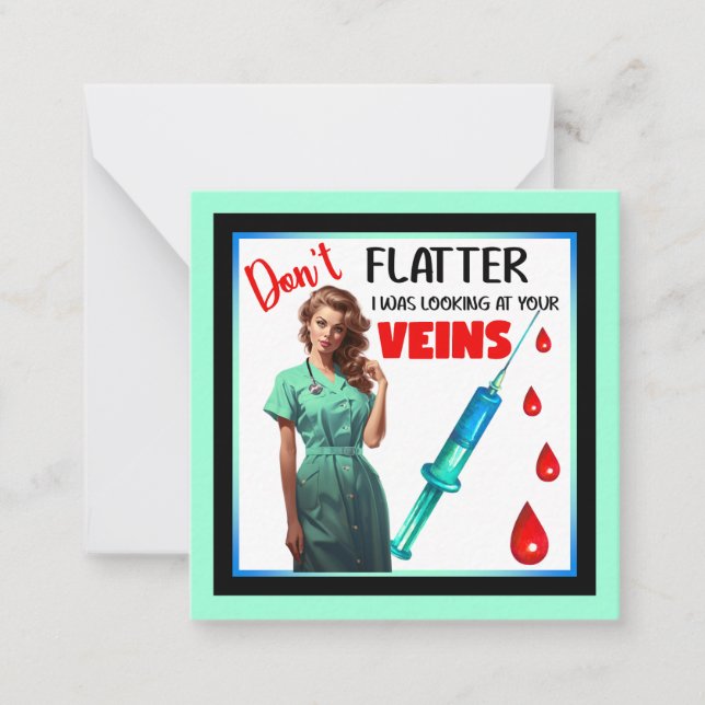 Cute Nostalgic Nurse Pinup Flatter inte själv Anteckningskort (Framsida)