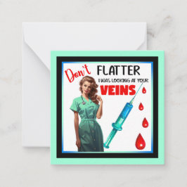 Cute Nostalgic Nurse Pinup Flatter inte själv Anteckningskort