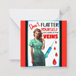 Cute Nostalgic Nurse Pinup Flatter inte själv Anteckningskort