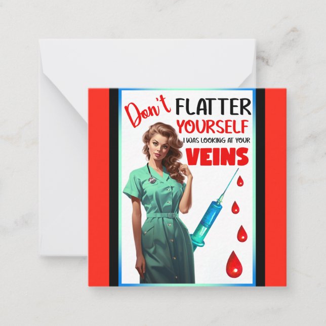 Cute Nostalgic Nurse Pinup Flatter inte själv Anteckningskort (Framsida)