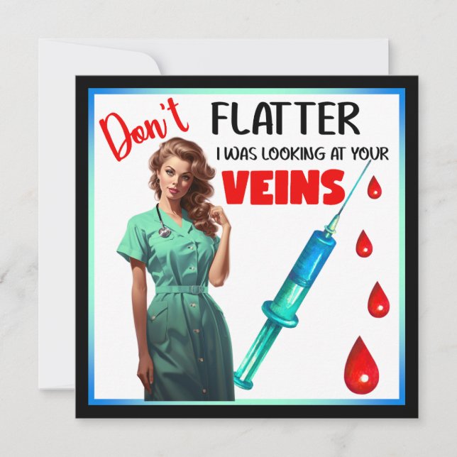 Cute Nostalgic Nurse Pinup Flatter inte själv Julkort (Framsida)