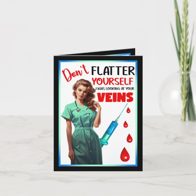 Cute Nostalgic Nurse Pinup Flatter inte själv Tack Kort (Framsida)