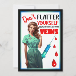 Cute Nostalgic Nurse Pinup Flatter inte själv Tack Kort