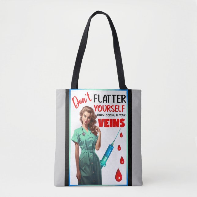 Cute Nostalgic Nurse Pinup Flatter inte själv Tygkasse (Framsida)
