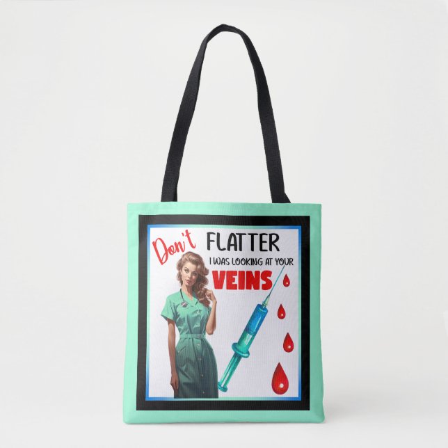 Cute Nostalgic Nurse Pinup Flatter inte själv Tygkasse (Framsida)