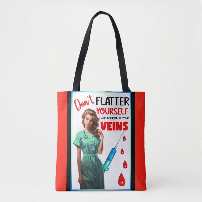 Cute Nostalgic Nurse Pinup Flatter inte själv Tygkasse (Framsida)