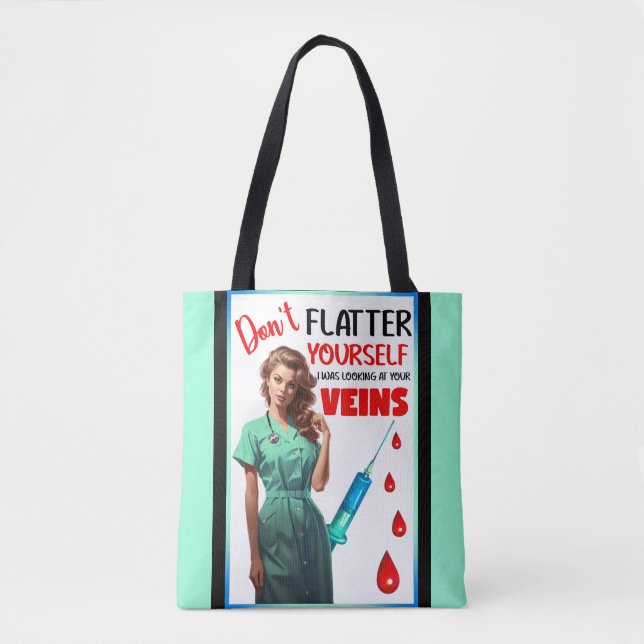 Cute Nostalgic Nurse Pinup Flatter inte själv Tygkasse (Framsida)