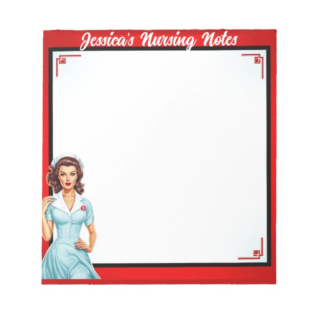 Cute Nostalgic Nurse Pinup... Jag gillar stora ven Anteckningsblock (Framsida)