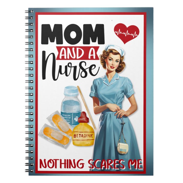 Cute Nostalgic Nurse Pinup Mamma och Nurse Anteckningsbok (Framsidan)