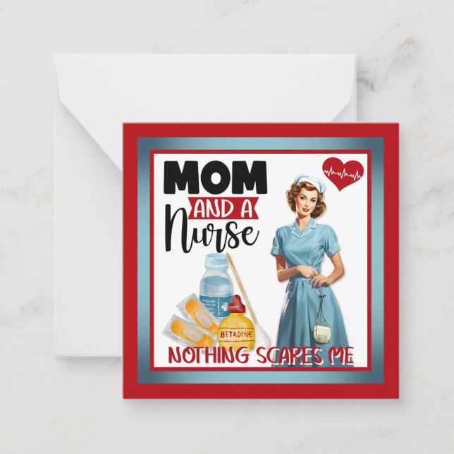 Cute Nostalgic Nurse Pinup Mamma och Nurse Anteckningskort (Framsida)