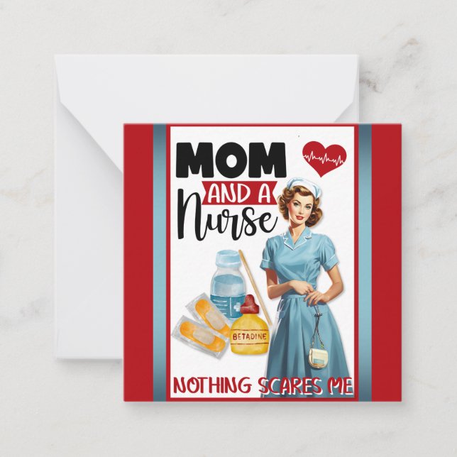 Cute Nostalgic Nurse Pinup Mamma och Nurse Anteckningskort (Framsida)