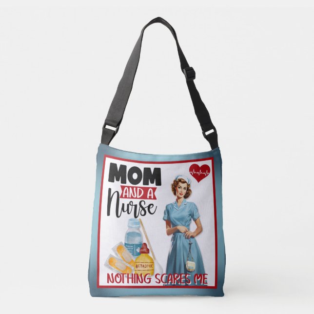Cute Nostalgic Nurse Pinup_ Mamma och Nurse Axelväska (Framsida)
