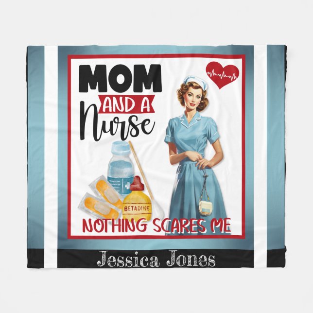 Cute Nostalgic Nurse Pinup Mamma och Nurse Fleecefilt (Framsidan (Horisontell))