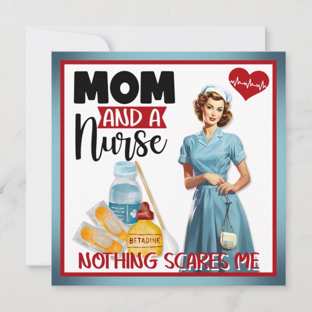 Cute Nostalgic Nurse Pinup Mamma och Nurse Julkort (Framsida)