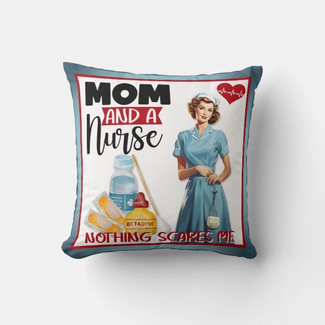 Cute Nostalgic Nurse Pinup Mamma och Nurse Kudde (Framsida)