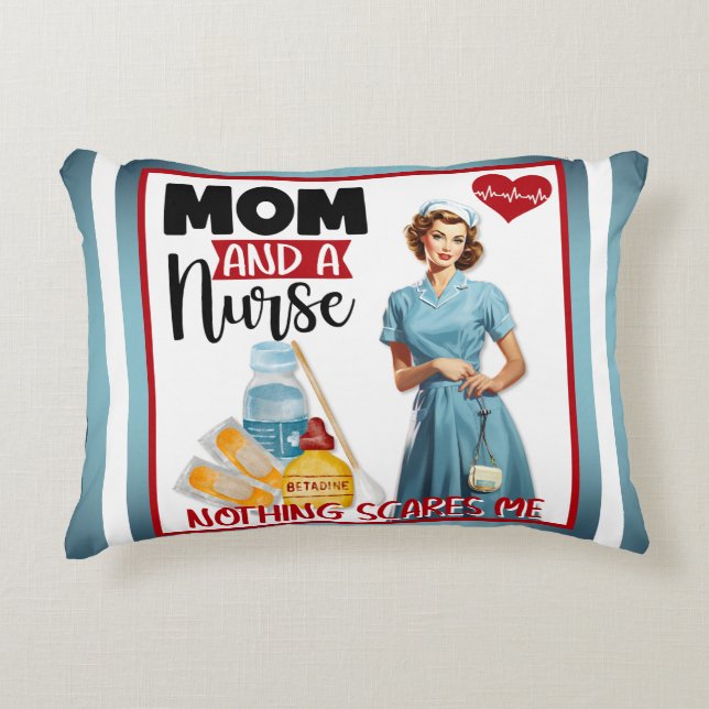 Cute Nostalgic Nurse Pinup Mamma och Nurse Prydnadskudde (Framsidan)
