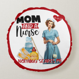 Cute Nostalgic Nurse Pinup Mamma och Nurse Rund Kudde