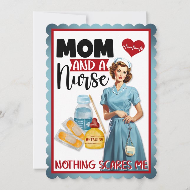 Cute Nostalgic Nurse Pinup Mamma och Nurse Tack Kort (Framsida)
