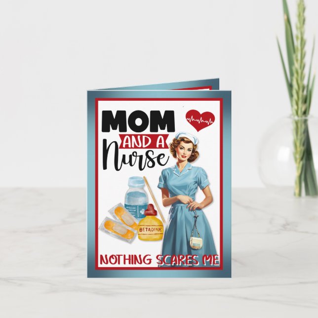 Cute Nostalgic Nurse Pinup Mamma och Nurse Tack Kort (Framsida)