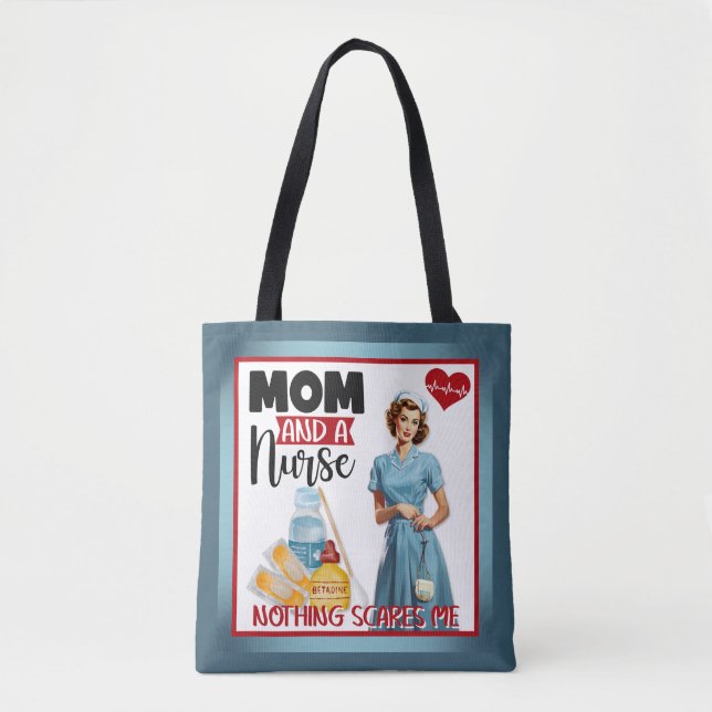 Cute Nostalgic Nurse Pinup Mamma och Nurse Tygkasse (Framsida)