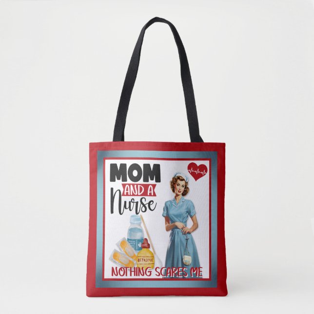 Cute Nostalgic Nurse Pinup Mamma och Nurse Tygkasse (Framsida)