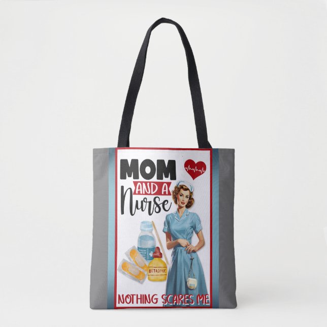 Cute Nostalgic Nurse Pinup Mamma och Nurse Tygkasse (Framsida)