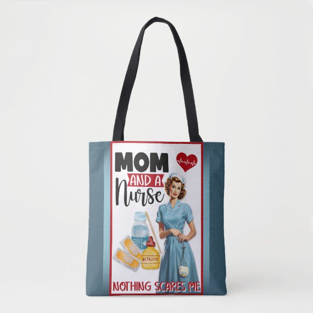Cute Nostalgic Nurse Pinup Mamma och Nurse Tygkasse (Framsida)
