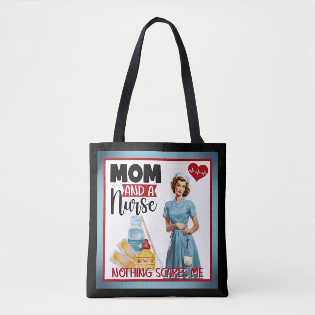 Cute Nostalgic Nurse Pinup Mamma och Nurse Tygkasse (Framsida)