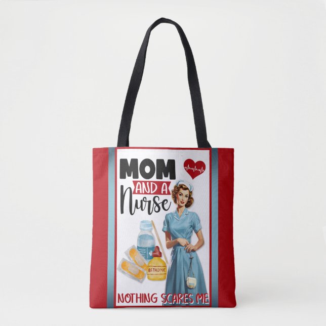 Cute Nostalgic Nurse Pinup Mamma och Nurse Tygkasse (Framsida)