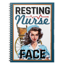 Cute Nostalgic Nurse Pinup Resting Nurse Ansikte Anteckningsbok