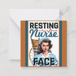 Cute Nostalgic Nurse Pinup Resting Nurse Ansikte Anteckningskort