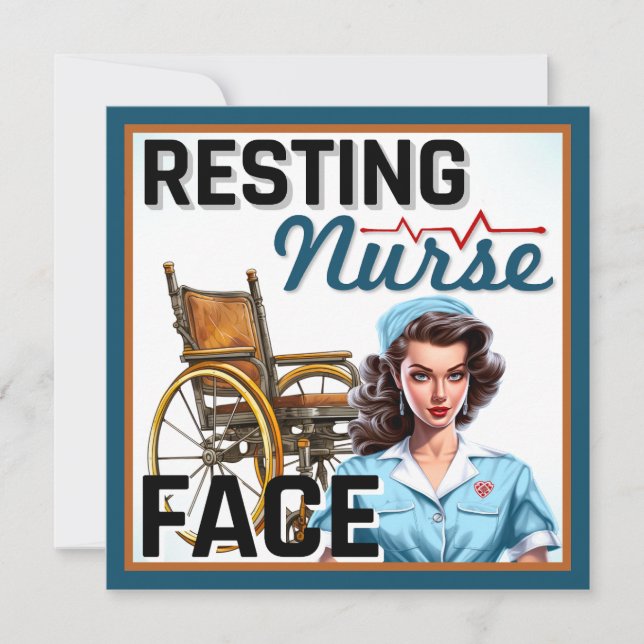 Cute Nostalgic Nurse Pinup Resting Nurse Ansikte Julkort (Framsida)