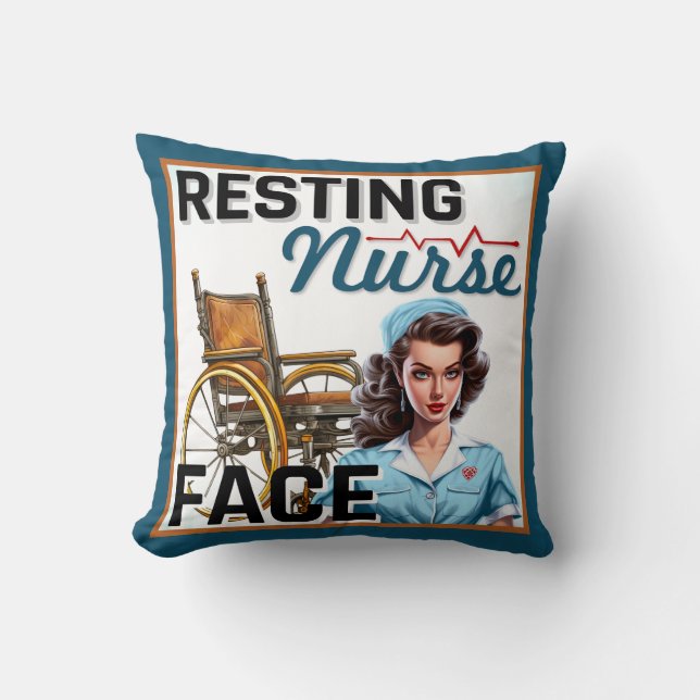 Cute Nostalgic Nurse Pinup Resting Nurse Ansikte Kudde (Framsida)